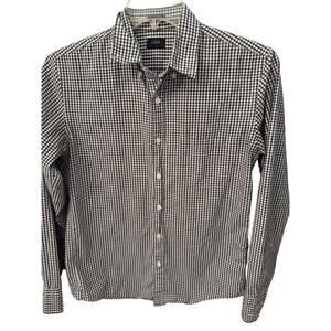J Crew Slim Fit Men’s Cotton Button Down Blue Check Dress Shirt Medium